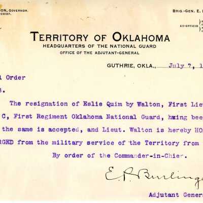 Special Order #68 Headquarters Oklahoma National Guard-1904