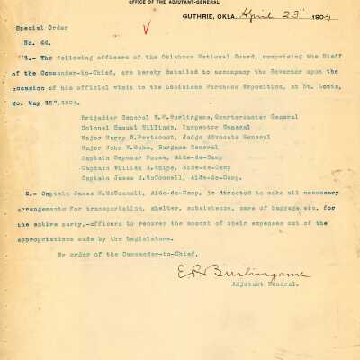 Special Order #44 Headquarters Oklahoma National Guard-1904