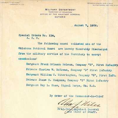 Special Order #114 Headquarters Oklahoma National Guard-1906