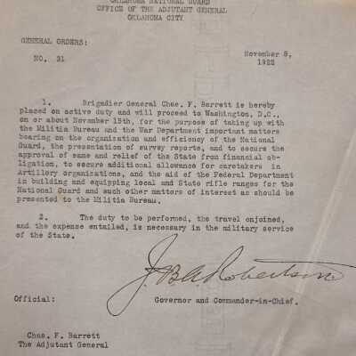 General Order #31 Headquarters Oklahoma National Guard-1922
