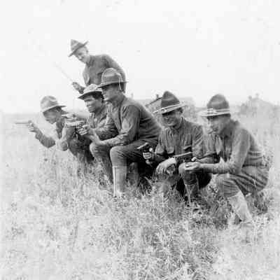 Postcard of Soldiers posing with Sidearms