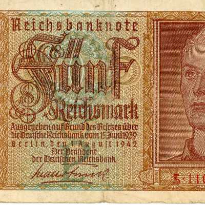 German Reichsbanknote Five Reichsmarks