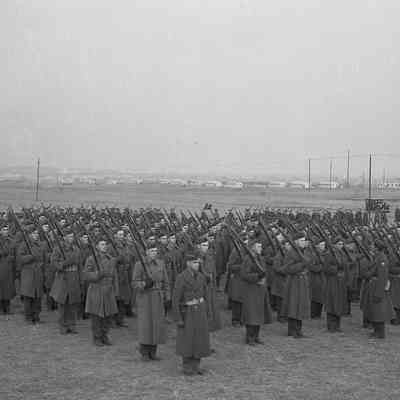 Soldiers in formation at parade ground