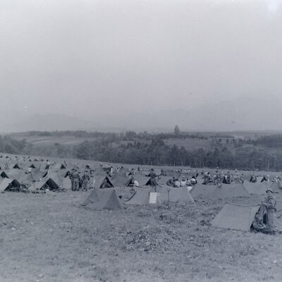 Group of tents in a field