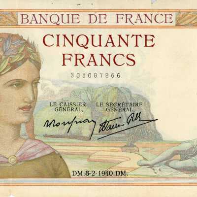 French Fifty Francs Type 1933 Cérès