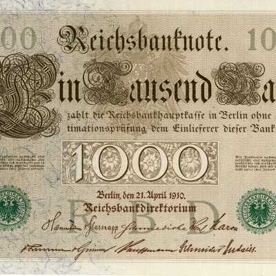 German Reichsbanknote One Thousand Mark Type 1910