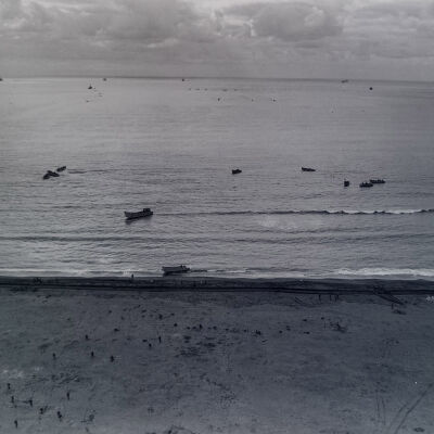 Aerial view of beach landing exercise