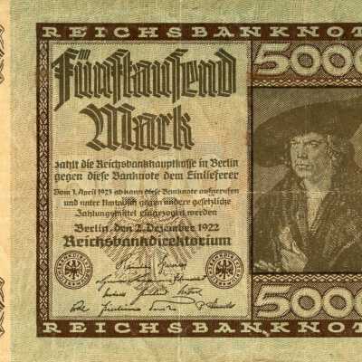 German Reichsbanknote Five Thousand Mark Type 1922