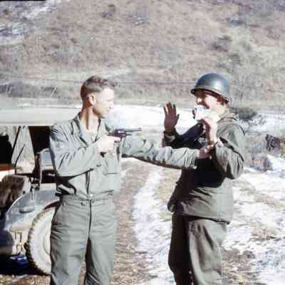 Soldiers posing for the camera