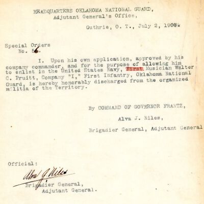 Special Order #56 Headquarters Oklahoma National Guard-1907