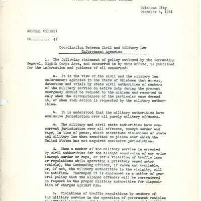 General Order #4 Headquarters Oklahoma National Guard-1941