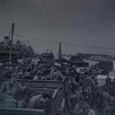 Soldiers in embarkation area