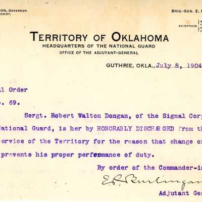 Special Order #69 Headquarters Oklahoma National Guard-1904
