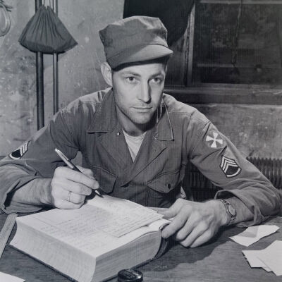 Unknown soldier at his desk