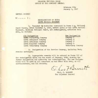 General Order #1 Headquarters Oklahoma National Guard-1937