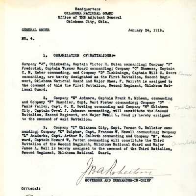 General Order #4 Headquarters Oklahoma National Guard-1919