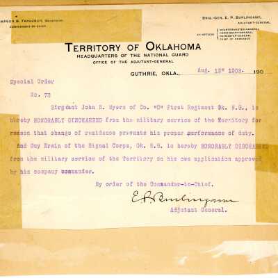 Special Order #78 Headquarters Oklahoma National Guard-1903
