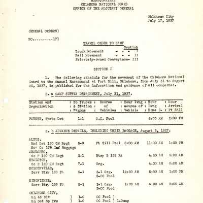 General Order #17 Headquarters Oklahoma National Guard-1937
