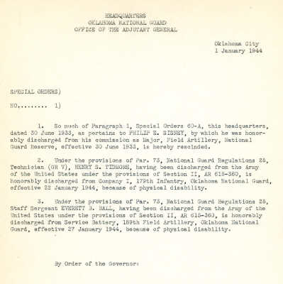 Special Orders Adjutant General 1944