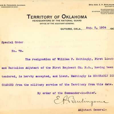 Special Order #79 Headquarters Oklahoma National Guard-1904