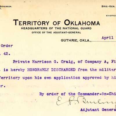 Special Order #42 Headquarters Oklahoma National Guard-1904