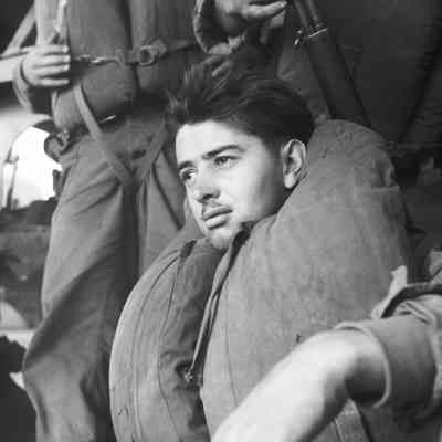 Soldier on deck with life vest