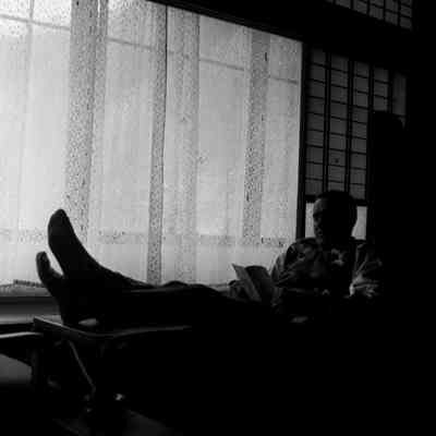 Soldier relaxing in hotel room