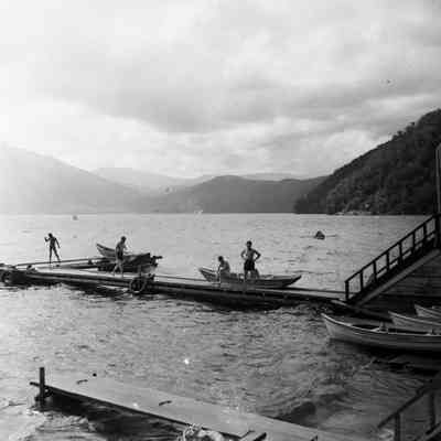 Soldiers enjoying lakeside recreation