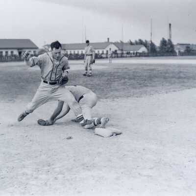 Soldiers playing baseball