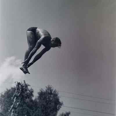 Soldier performing a high dive