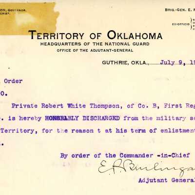 Special Order #70 Headquarters Oklahoma National Guard-1904