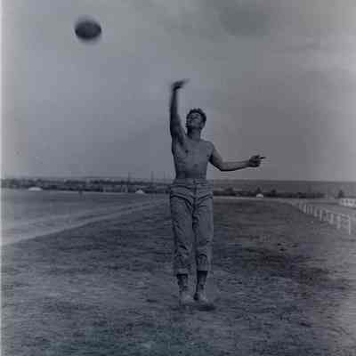 Soldier throwing discus