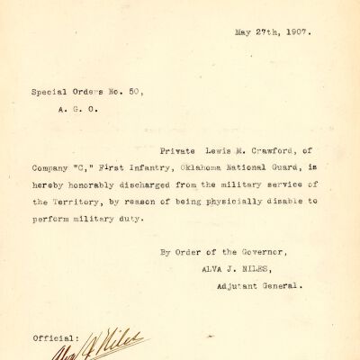 Special Order #50 Headquarters Oklahoma National Guard-1907