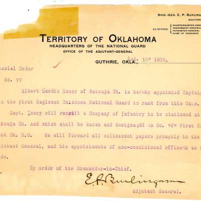 Special Order #77 Headquarters Oklahoma National Guard-1903