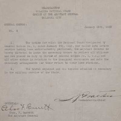 General Order #2 Headquarters Oklahoma National Guard-1923