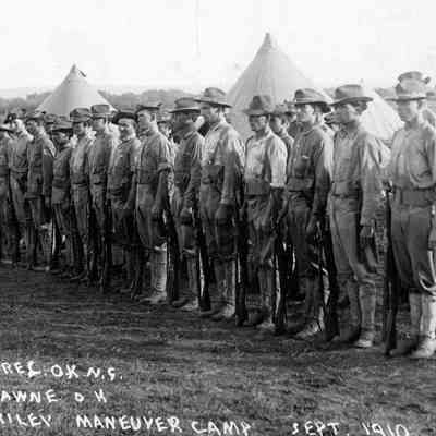 Company F Standing at Attention in Fort Riley, Kansas