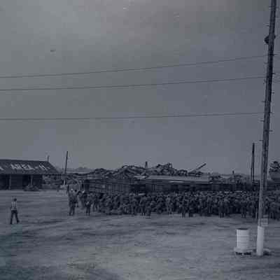 Soldiers in embarkation area