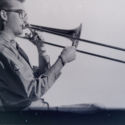 Soldier playing trombone
