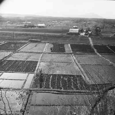 Scenic view of rural farm valley