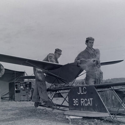 Soldiers with a drone aircraft