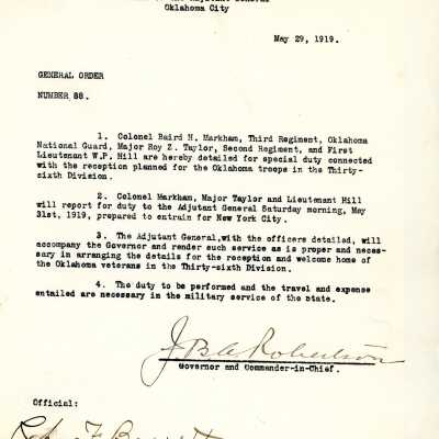 General Order #88 Headquarters Oklahoma National Guard-1919