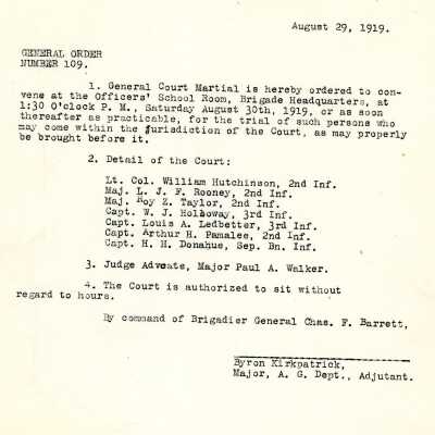 General Order #109 Headquarters Oklahoma National Guard-1919