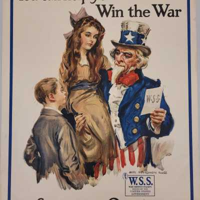 Boys and girls! You can help your Uncle Sam win the war - save your quarters, buy War Savings Stamps