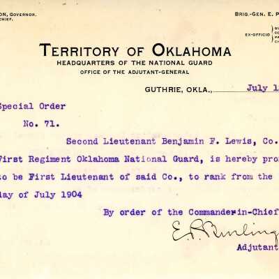 Special Order #71 Headquarters Oklahoma National Guard-1904