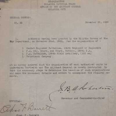 General Order #32 Headquarters Oklahoma National Guard-1922