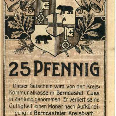German District of Bernkastel Twenty-Five Pfennig Notgeld-1920