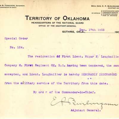 Special Order #124 Headquarters Oklahoma National Guard-1903