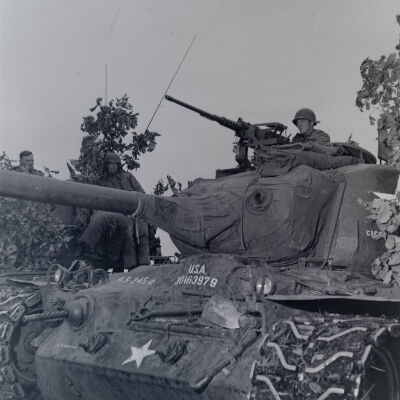 American tank and turret machine gunner
