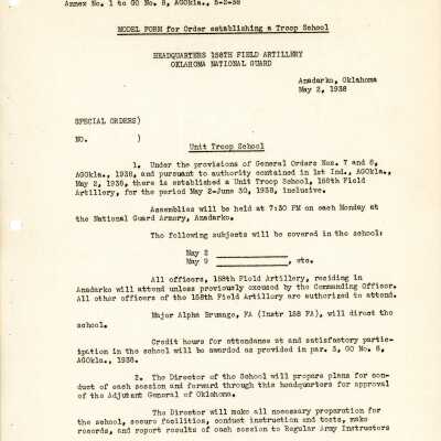 General Order #8 Annex 1 Headquarters Oklahoma National Guard-1938