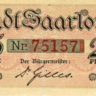 German City of Saarlouis Twenty-Five Pfennig Notgeld-1918
